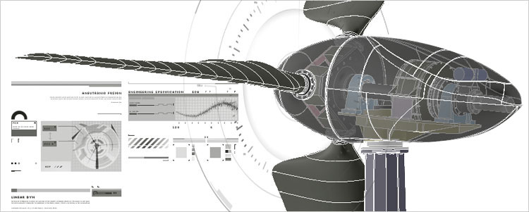 We use the technology of the large wind turbines
